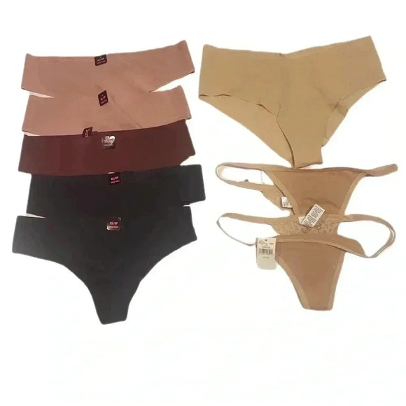 NWT lot x 8 La Senza/ Aerie lightweight no show  lace thong panty underwear XS - Picture 2 of 2